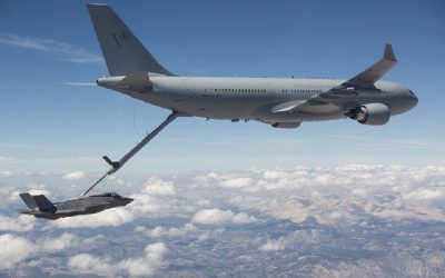 El repostaje en vuelo de un Airbus A330 a un F-35A Joint Strike Fighter