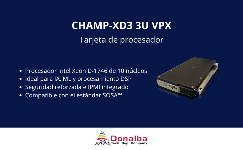 Tarjeta de procesador CHAMP-XD3 3U VPX Intel Xeon D-1746 de Curtiss-Wright